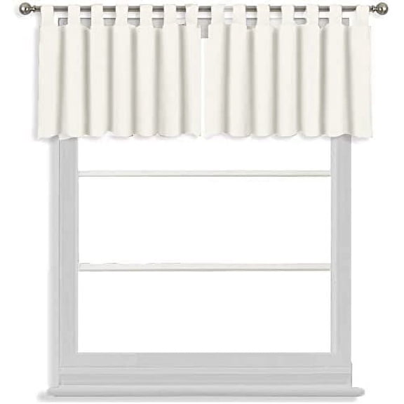 Tab Top Blackout Valance Curtains Panel Drapes White 32 Wide by 20 Long - 1 Panel