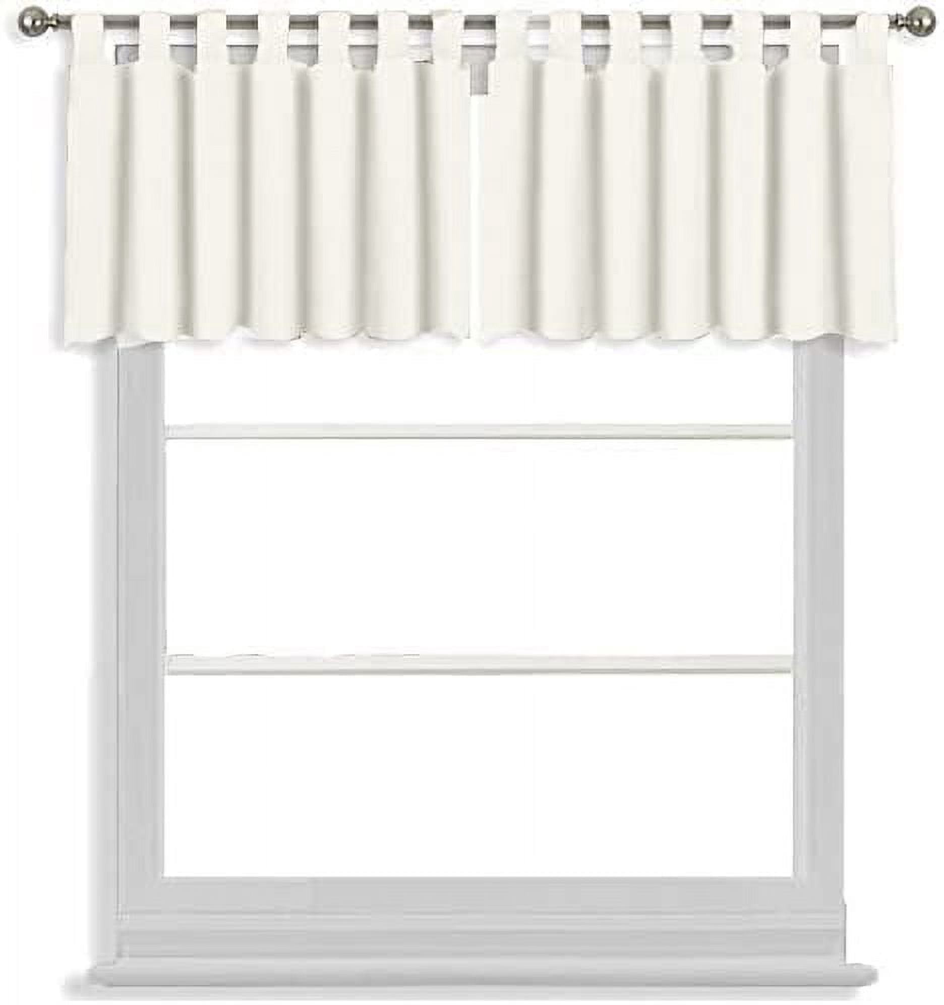 Tab Top Blackout Valance Curtains Panel Drapes White 40 Wide by 24 Long ...