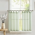 thumbnail image 1 of Tab Top Linen Kitchen Curtains 36 Inches Striped Tier Curtains Farmhouse Modern Cafe Style Small Window Treatments Airy Light Filtering Rod Pocket for Living Room Bathroom 2 Panels Sage Green, 1 of 8
