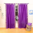 thumbnail image 1 of Tab Top Sheer Sari Curtains 80"W x 120"L matching tiebacks- Handcrafted Lavender Indian Drapes Unlined for light & airy ambience Perfect for Living/Bedroom/Dining Room Sold in Pairs, 1 of 6