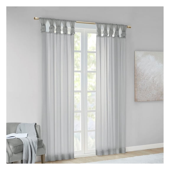 Tab Voile Sheer Window Pair LIGHT GREY + Polyester