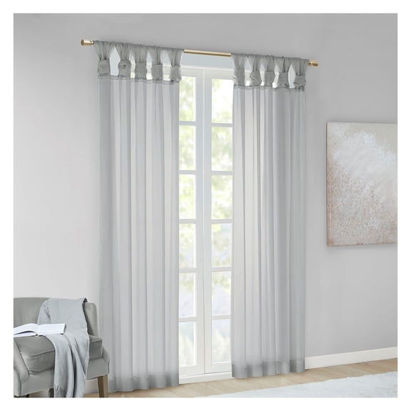 Tab Voile Sheer Window Pair LIGHT GREY + Polyester