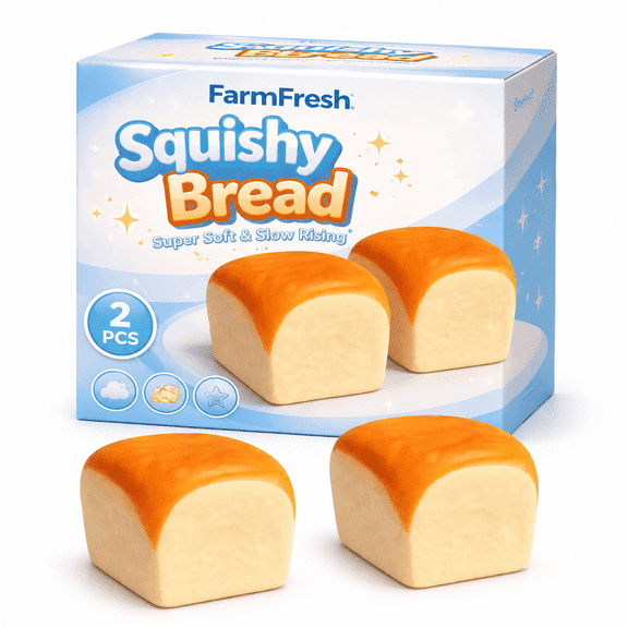 Taba Bread Squishy Hawaiian Rolls (2pcs) Slow Rising Soft Squeeze Bread Squishy Toy, Stress Relief Sensory Fidget, Cute Kawaii Desk Toy for Kids & Adults