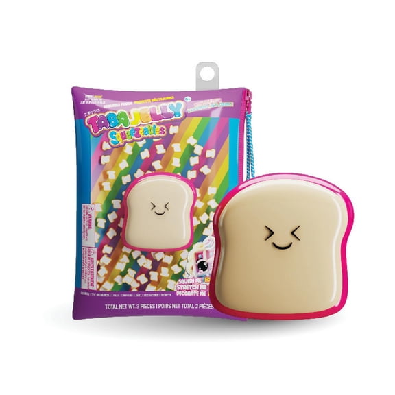 Taba Jelly Squishies Timmy Toast - FuFu Squeeze Stress Relief Toy for Kids & Adults - Stretchy & Sticky Fun Sensory Play with Decorations - Relaxing Fidget Toy for Anxiety Relief & Calming Exercise