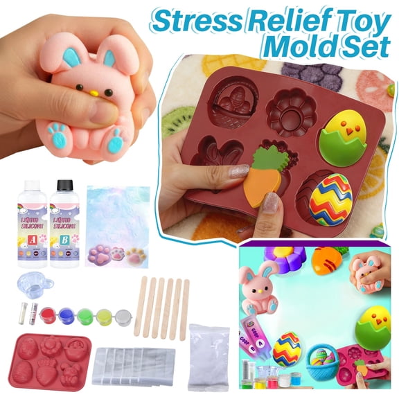 Taba Squeeze Making Kit for Kids, 500ml Fun DIY Children's Craft Set, DIY Squeeze Toy Craft Set with 6 Adorable Designs, Creative Activity Birthday Gift for Girls Boys