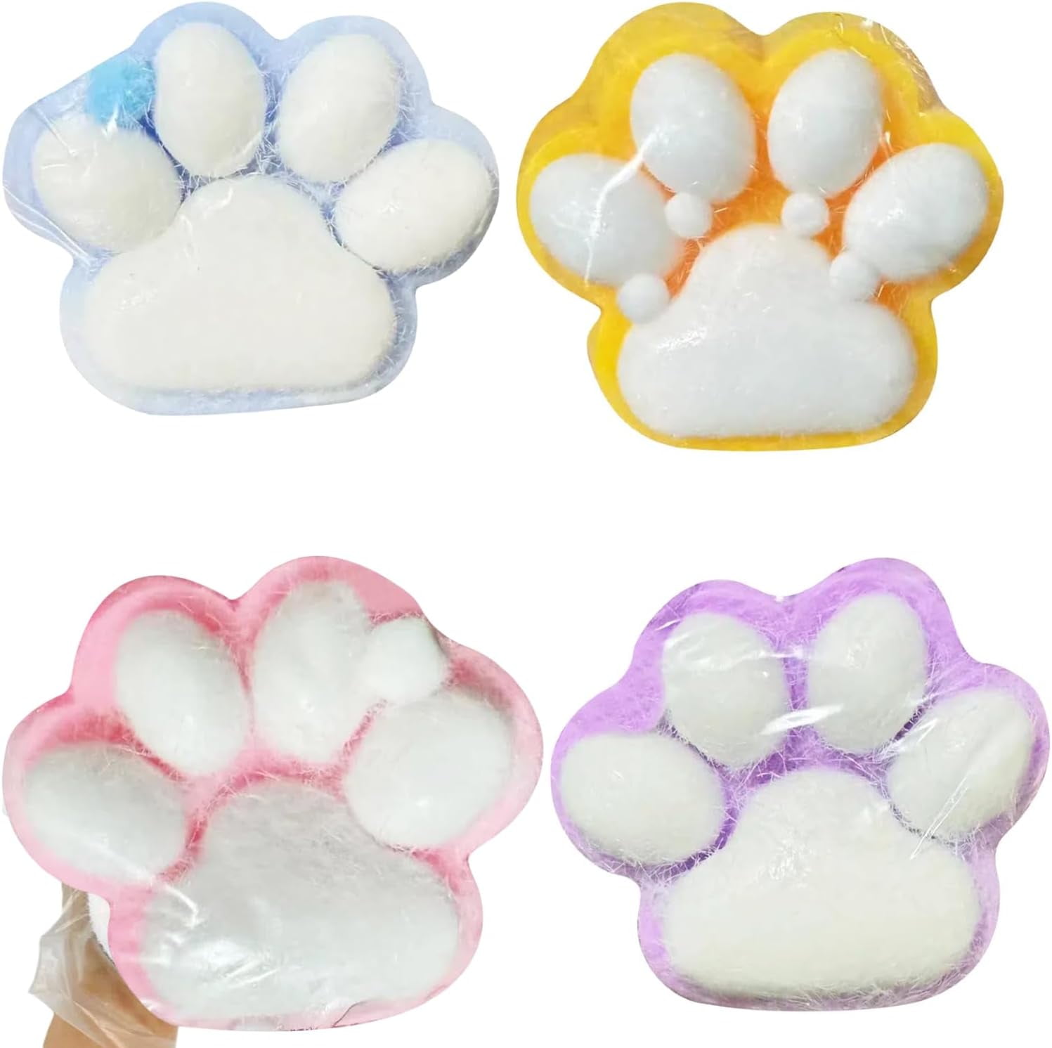 Taba Squeeze Toys Handmade Cat Paw Squeeze, 4 Inches Big FuFu Squeeze Paw, Cute Soft Squeeze Fidget Toys Squeeze Toys for Stress Relief (Pink)