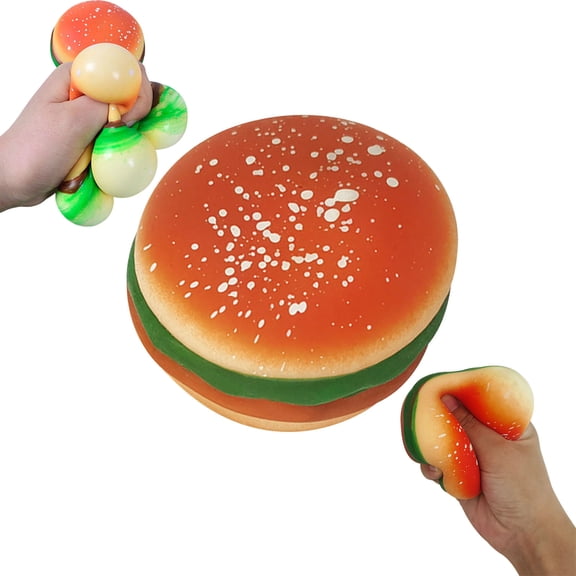 Taba Squishy Hamburger,Stress Relief Slow Rising Fidget Adult Realistic Food Replica with Sesame Seeds Handmade Soft Silicone Squeeze Gift