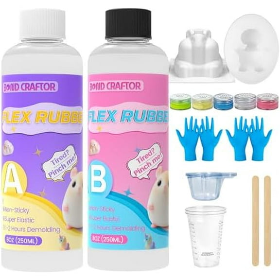 Taba Squishy Kit 16OZ, [Non-Sticky] [Stress Relif] [AB 1:1], Liquid Silicone Super Soft for DIY Squishy Making, Molding Hamster, Cats Paw