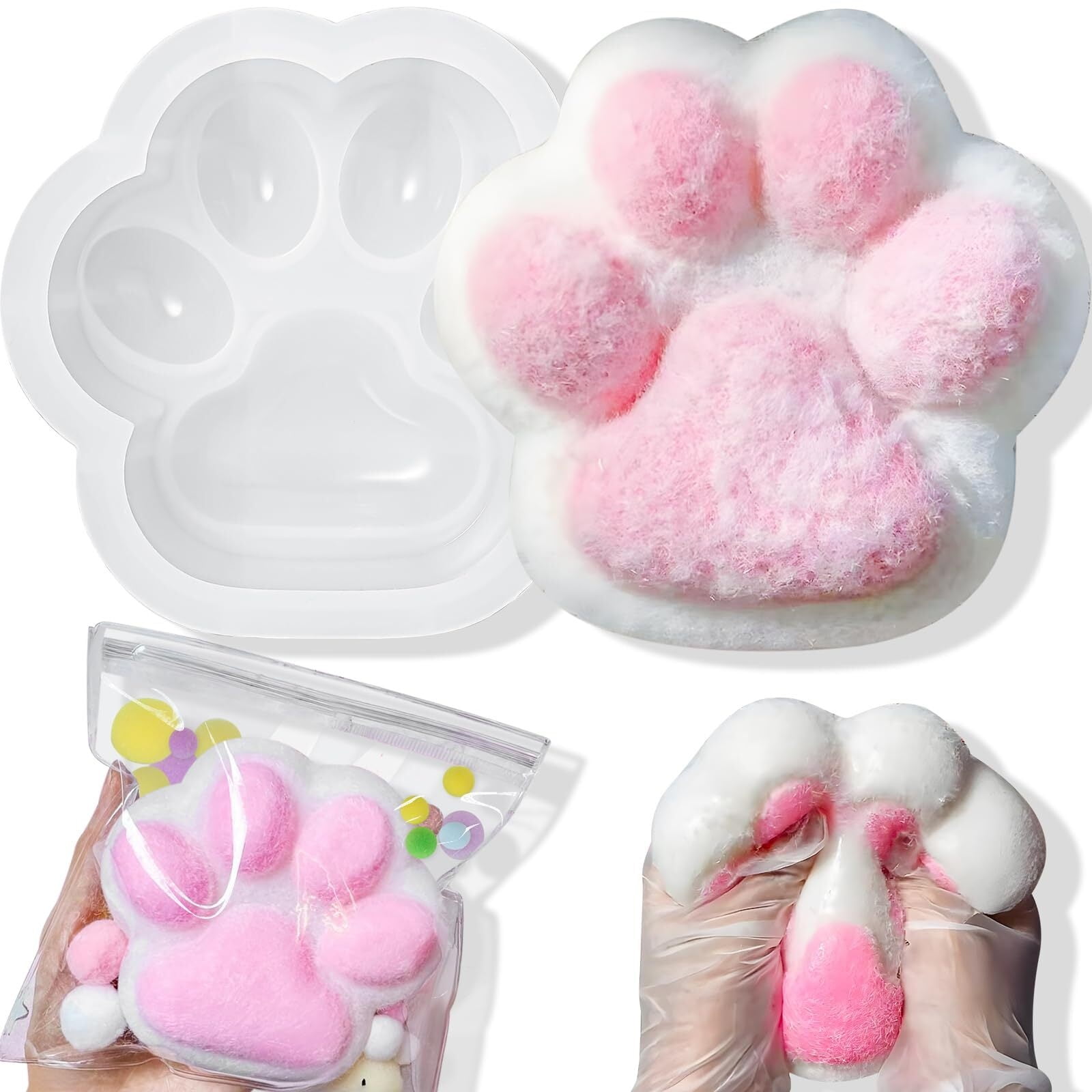 4 Taba Squishy Zampe Gatto - Giocattoli Antistress Per Bambini E Adulti