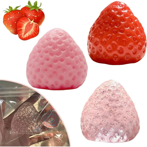Taba Squishy Strawberry Toys,Cute Strawberry Squeeze Toys, Strawberry Squishies Fidget Toys,Taba Squishy Kit,Big Taba Squishy Strawberry, Novelty Things Suitable for Office School,Taba Squishy Sticky