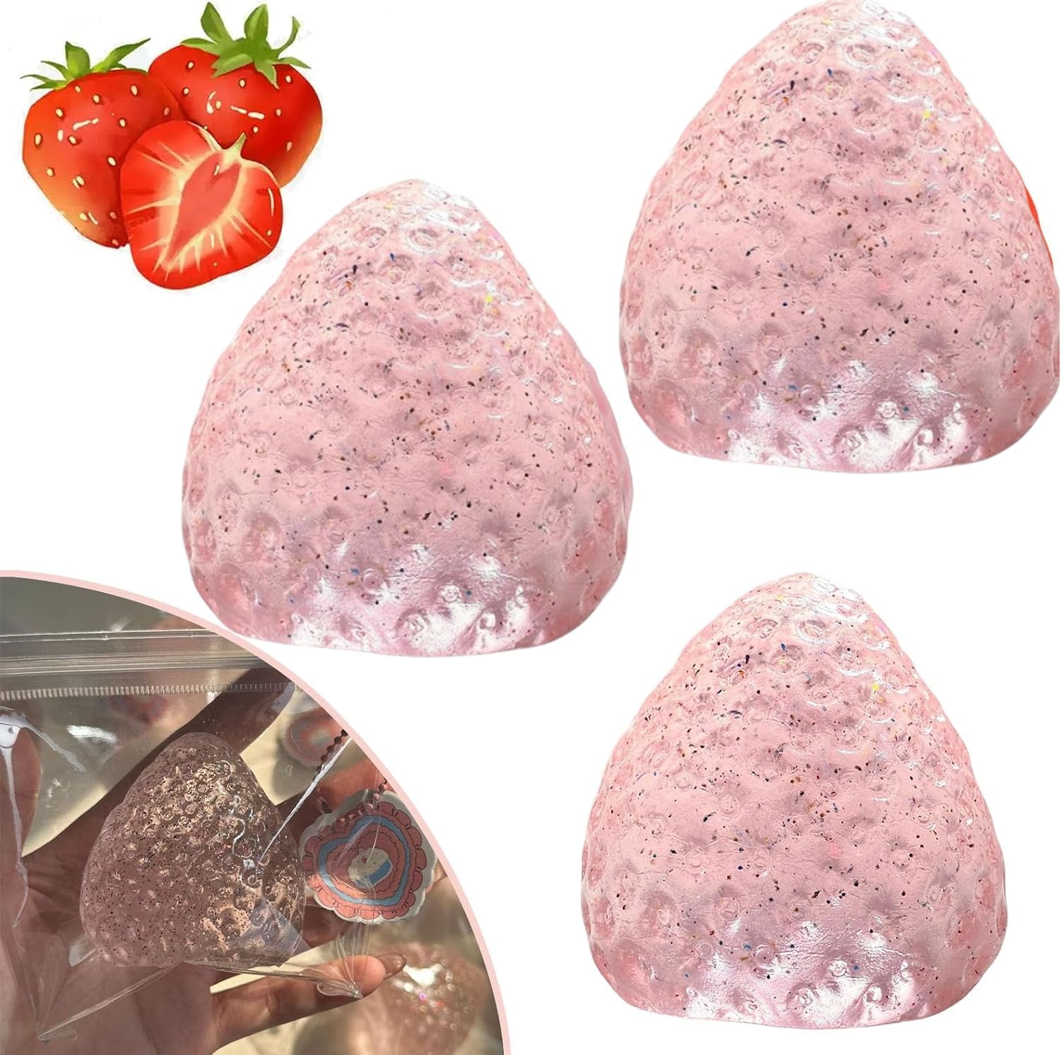 Taba Squishy Strawberry Toys,Cute Strawberry Squeeze Toys, Strawberry Squishies Fidget Toys,Taba Squishy Kit,Big Taba Squishy Strawberry, Novelty Things Suitable for Office School,Taba Squishy Sticky