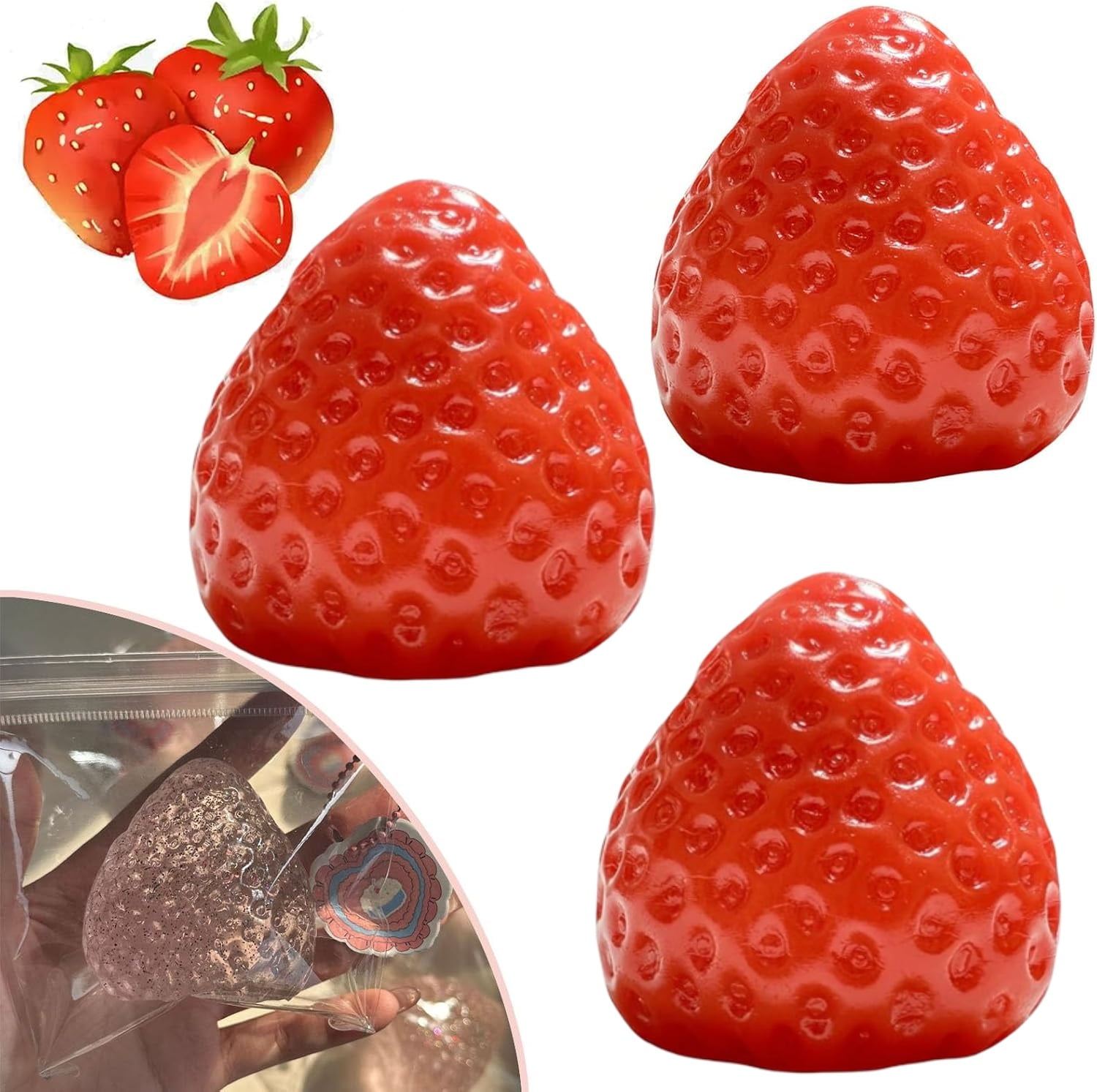 Taba Squishy Strawberry Toys,Cute Strawberry Squeeze Toys, Strawberry Squishies Fidget Toys,Taba Squishy Kit,Big Taba Squishy Strawberry, Novelty Things Suitable for Office School,Taba Squishy Sticky