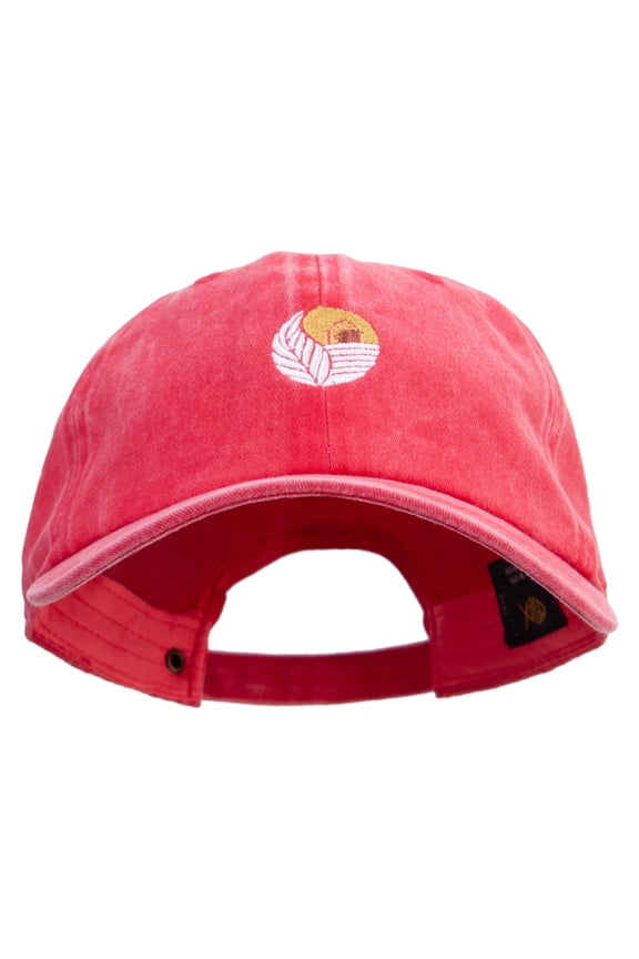 Tabacco Farm Icon Embroidered Unstructured Pigment Dyed Cotton Cap - Red OSFM