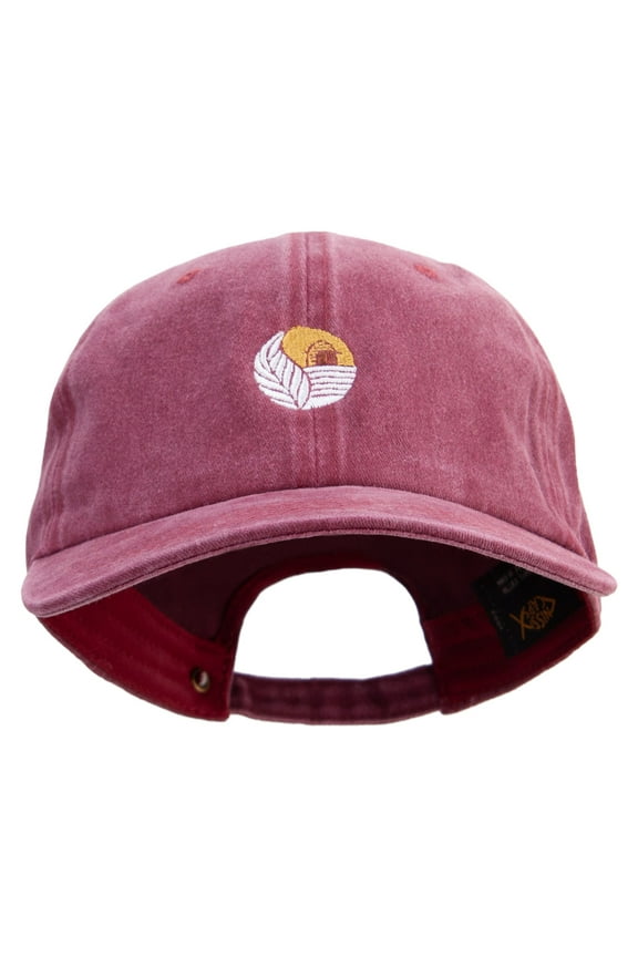 Tabacco Farm Icon Embroidered Unstructured Pigment Dyed Cotton Cap - Wine OSFM