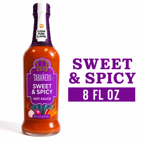 Tabanero Sweet and Spicy Agave Hot Sauce, Habanero, All Natural, 8 oz