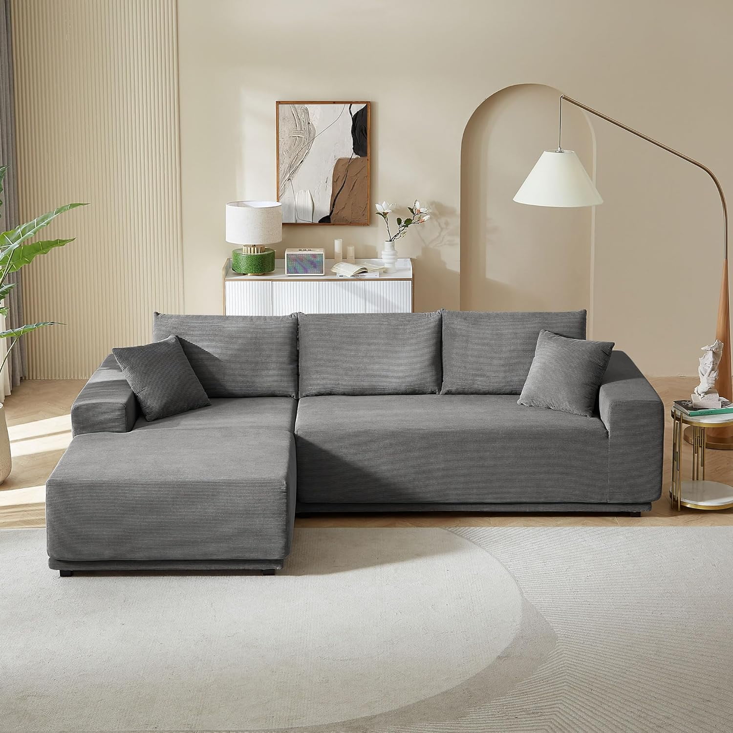 Image showcasing Tabaray 108.5'' Sectional Sofa Couch with Chaise Lounge for Living Room ...