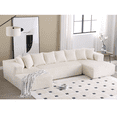 thumbnail image 1 of Tabaray 131"Sectional Sofa Couch, Modern U Shaped Modular Sofa w Double Chaise Lounges, Striped Corduroy Upholstered 4 Seater Couch w Ottoman for Living Room, Bedroom, Free Combination White, 1 of 13