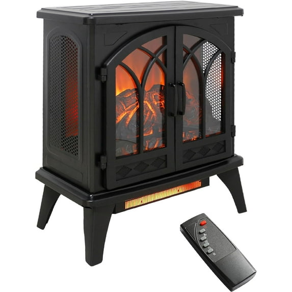 Tabaray 24'' Electric Fireplace Infrared Stove 3D log Flame effect Freestanding Fireplace Heater with Remote Control Timer Adjustable Flame Effect Safety Protection 1500W /5018 BTU