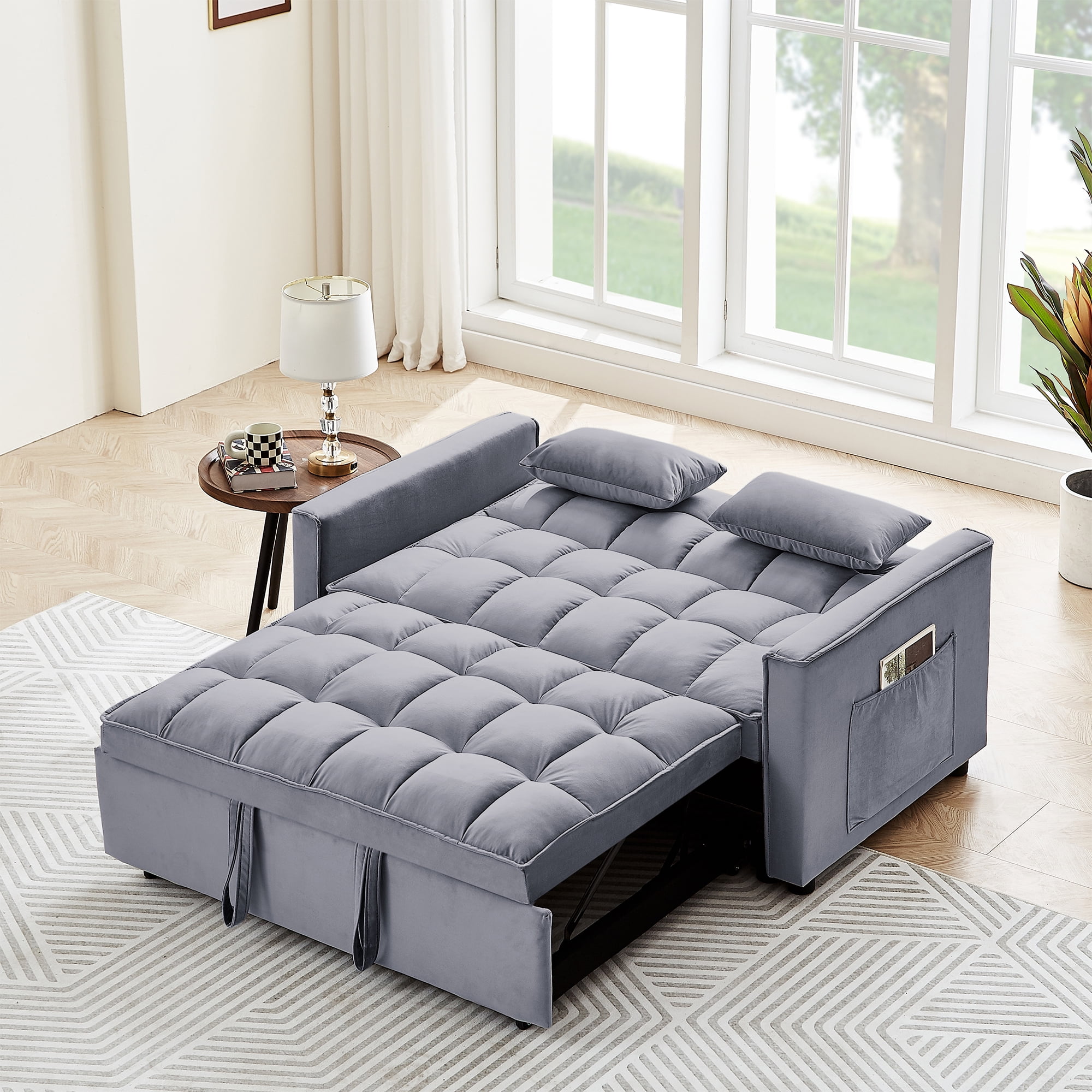 Tabaray 55.2" Loveseat Sofa Bed, Pull Out Bed Sleeper Sofa Couch ...