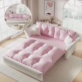 thumbnail image 1 of Tabaray 74.8" Queen Pull Out Sofa Bed, 3 in 1 Convertible Sleeper Sofa Futon Pullout Couch, Velvet Tufted Cloud Loveseat w 2 Pillows for Living Room Bedroom Apartment, Beige, Office, Guest Room Pink, 1 of 7