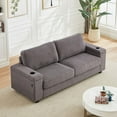 thumbnail image 1 of Tabaray 86.5" Living Room Sofa Couch, Modern 3 Seat Comfy Couch with Extra Deep Seats, Oversized Loveseat Sofa with Storage and 2 USB Ports, 2 Cup Holders, Corduroy Upholstered Sofa (Grey), 1 of 6