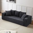 thumbnail image 1 of Tabaray 88" Modern Sofa Couch, Deep Seat Sofa for Living Room, Corduroy Couch with 5 Pillows and Extra Wide Armrest, Oversized Loveseat for Apartment, Comfy Cloud Sofa-Ready to Use, Black, 1 of 9