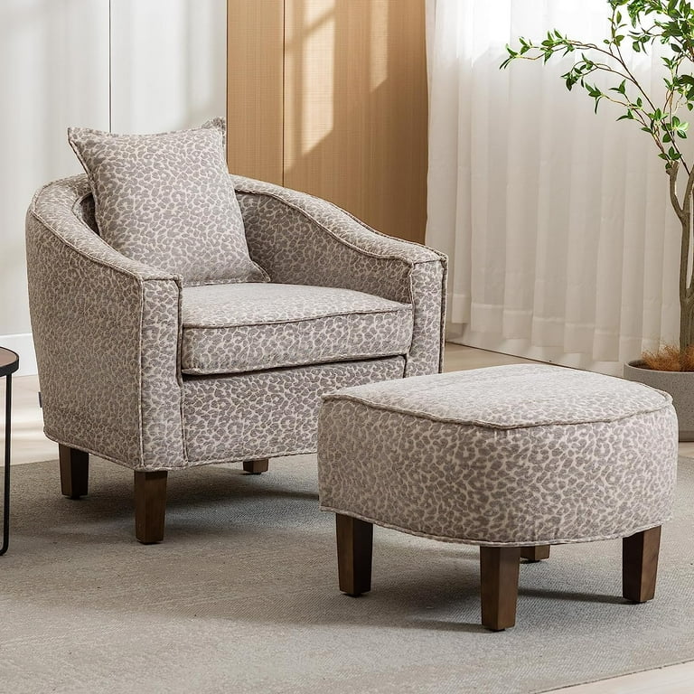 Tabaray Accent Chair with Ottoman,Round Sofa Chair with Pillow