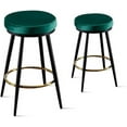 thumbnail image 1 of Tabaray Counter Height Bar Stools, 24 Inches Velvet Swivel Bar Stools Set of 2 Modern Upholstered Bar Chairs with Metal Frame Backless for Kitchen Counter Bar Island (Green), 1 of 12