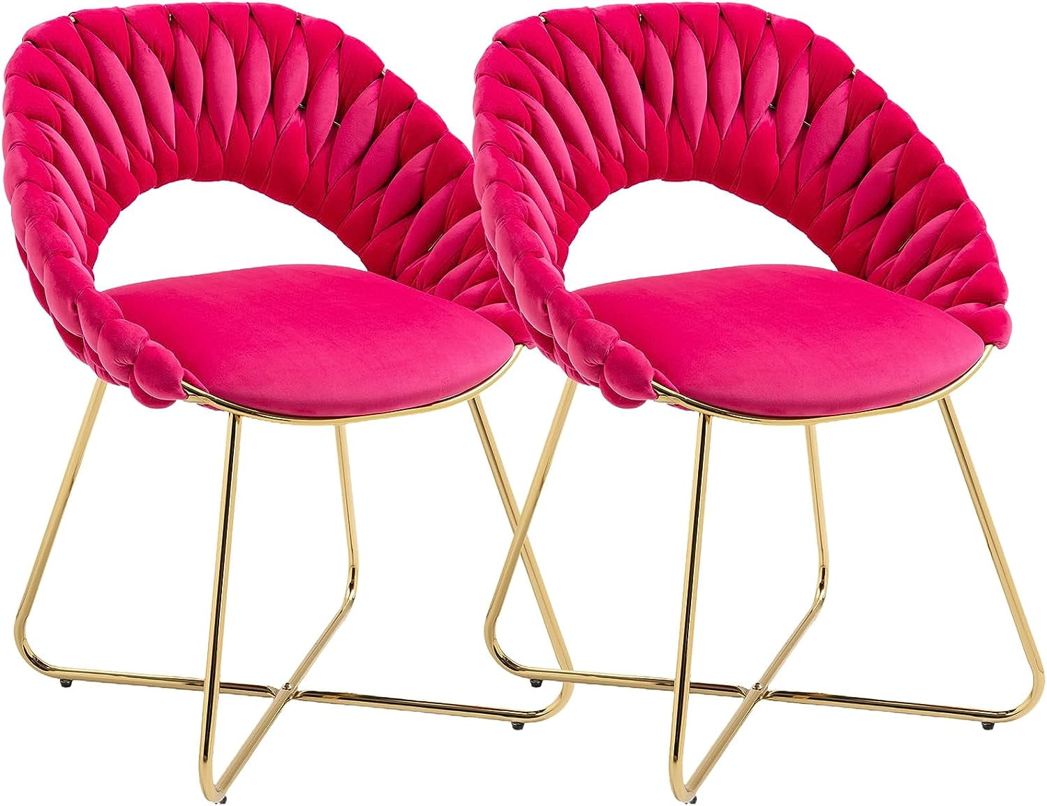 Tabaray Cute Accent Chair Set of 2, MidCentury Modern Vanity Chair, Velvet Side Chairs with