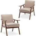 thumbnail image 1 of Tabaray Living Room Chairs, Mid Century Modern Accent Chair Set of 2, Armchair, Rustic Lounge Chair with Wood Frame, Comfortable Microfiber Side Chair for Bedroom, Reading Nook Chairs, Light Camel, 1 of 8