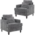 thumbnail image 1 of Tabaray Mid-Century Chenille Comfy Accent Chair with Cushion Back, Pillow, Comfy Lounge, Single Grey (Set of 2), 1 of 7