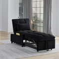 thumbnail image 1 of Tabaray Modern 4 in 1 Sofa Bed, Velvet Convertible Single Sofa Chair, Adjustable Back w Pillow, Storage Pocket, Convertible Home Theater Recliner for Living Room, Bedroom Small Space, Apartment Black, 1 of 6
