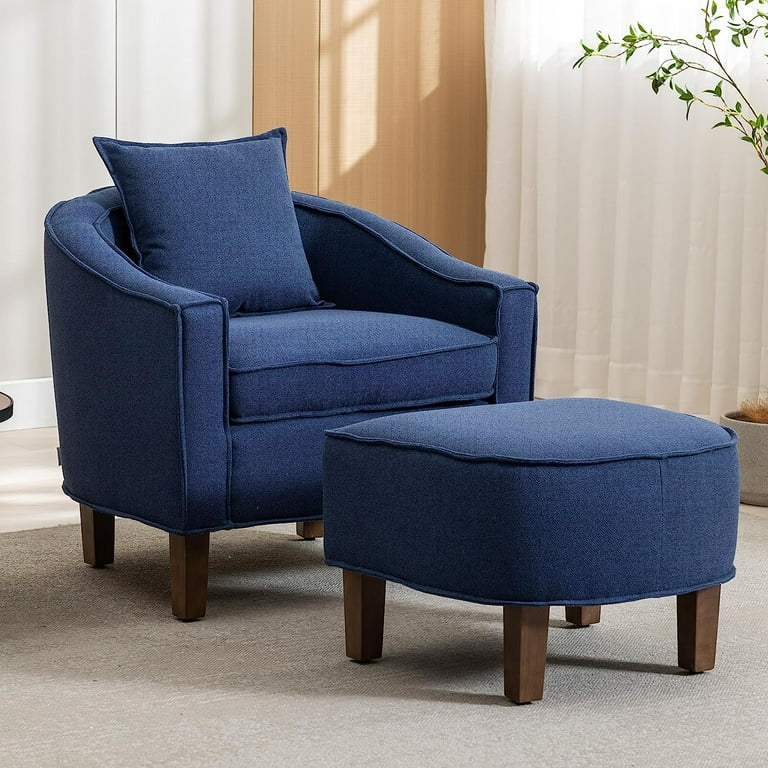 Ottoman Navy Blue Side Chair Tabaray Modern Accent Chair