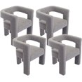 thumbnail image 1 of Tabaray Modern Boucle Dining Chair Set of 4, Sherpa Barrel Accent Chairs Upholstered Armchair Comfy Side Chair for Kitchen Living Room Reception (Grey, Set of 4), 1 of 7