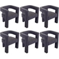 thumbnail image 1 of Tabaray Modern Boucle Dining Chair Set of 6, Sherpa Barrel Accent Chairs Upholstered Armchair Comfy Side Chair for Kitchen Living Room Reception (Charcoal Grey, Set of 6), 1 of 7