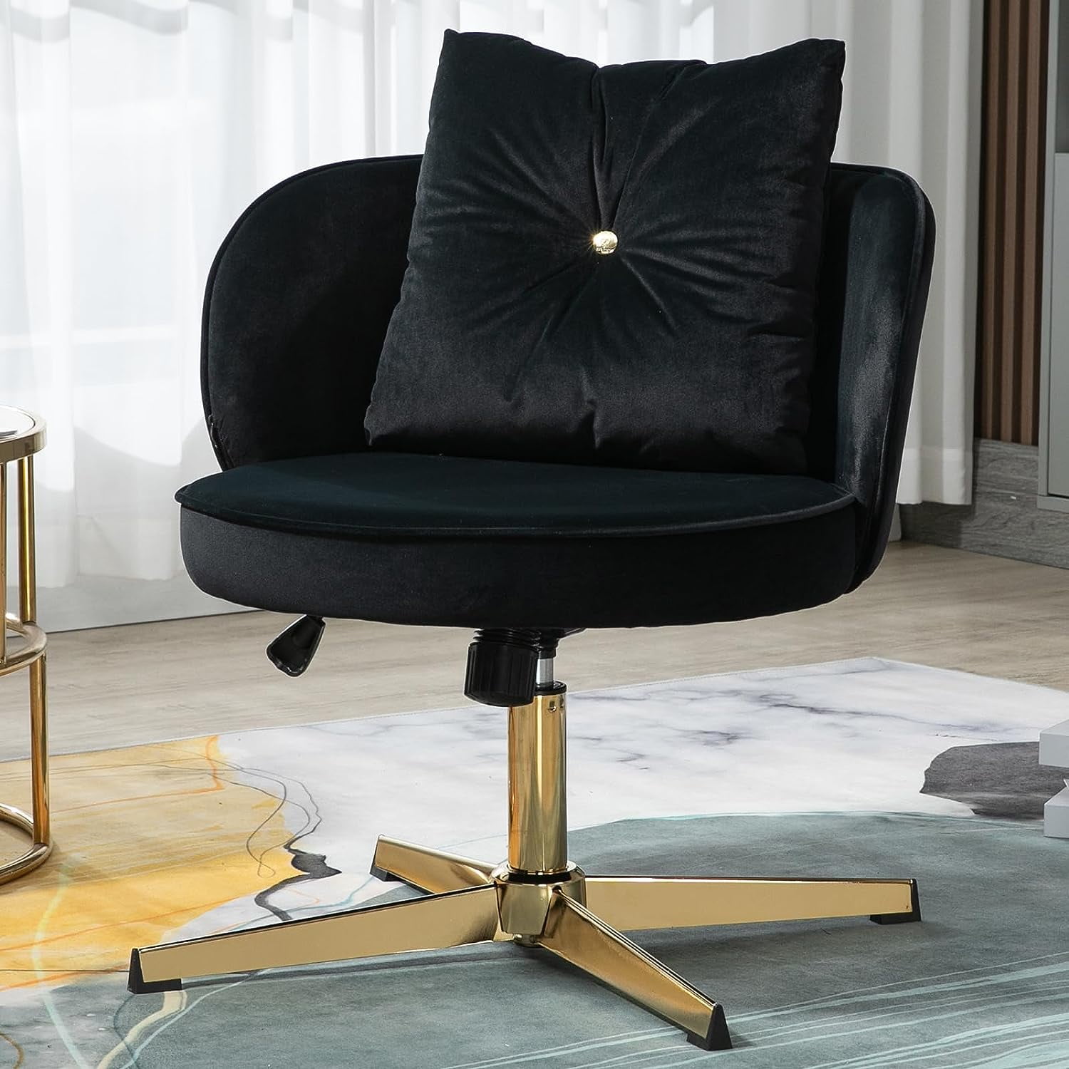 Tabaray Modern Desk Office Chair for Women, with Soft Upholstered Pillow,Black