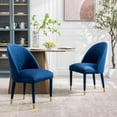 thumbnail image 1 of Tabaray Modern Dining Chairs Set of 2, Velvet Accent Chair Set of 2, Comfy Upholstered Side Chair with Gold Legs for Dining Room, Kitchen, Living Room, Bedroom, Waiting Room, Small Spaces, Blue, 1 of 17