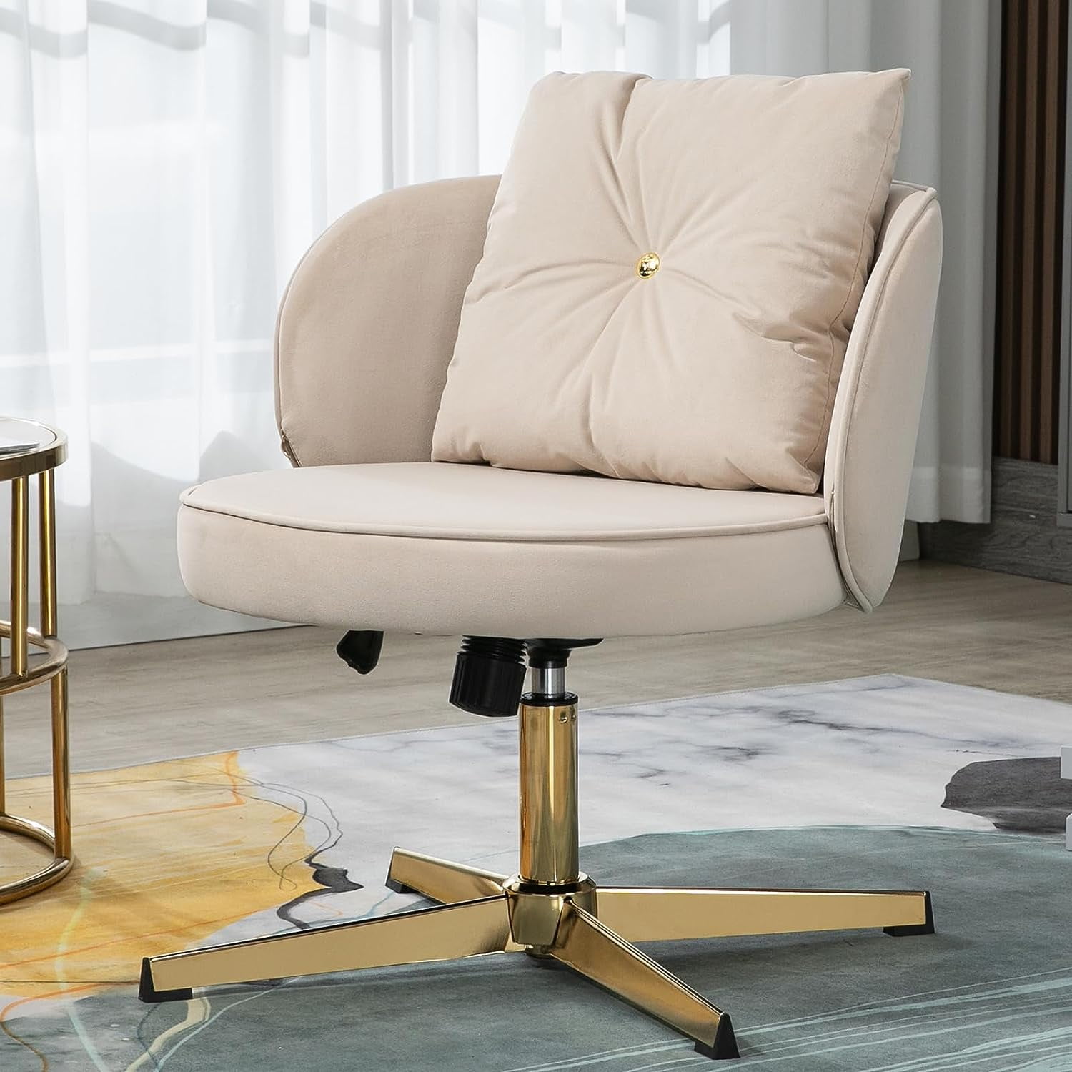 Tabaray Modern Office Chair,Armless Office Desk Chair with Pillow