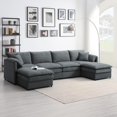 thumbnail image 1 of Tabaray Modular Sectional Sofa Couch, 134" U Shaped Cloud Couch Sofa Set with Double Cushions, 6 Seat Sleeper Sofa Bed with Ottomans, Oversized Indoor Sofa Furniture for Living Room,  Dark Grey, 1 of 16