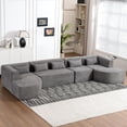 thumbnail image 1 of Tabaray Modular Sofa, Convertible Sectional Sofa with Curved Chaise, Minimalist Sponge Cloud Floor Couch,  Boucle Upholstered Combination Sleeper Sofa Bed for Living Room, Apartment (Light Gray), 1 of 11