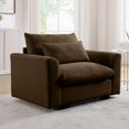 thumbnail image 1 of Tabaray Oversized Accent Chair for Living Room, 51" Comfy Corduroy Sofa with Lumbar Pillow, Modern Oversized Single Sofa Chair and A Half with Wide Armrest for Living Room, Apartment, Office, Brown, 1 of 9