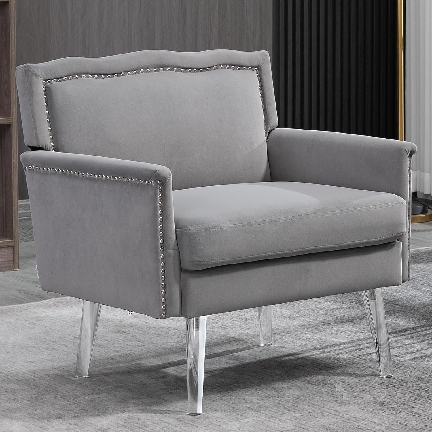 Tabaray Oversized Accent Chair,Upholstered Armchair with Acrylic Legs