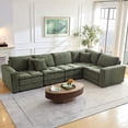thumbnail image 1 of Tabaray Oversized Sectional Sofa Couch, L Shaped Modular Corner Couch with Deep Seat, Comy Corduroy Upholstered 4 Seat, Convertible Sleeper Sofa for Living Room, Home Sofa Set, Green, 1 of 6