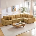 thumbnail image 1 of Tabaray Oversized Sectional Sofa Couch, L Shaped Modular Corner Couch with Deep Seat, Comy Corduroy Upholstered 5 Seat, Convertible Sleeper Sofa for Living Room, Home Sofa Set, Yellow, 1 of 7