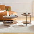 thumbnail image 1 of Tabaray Round Coffee Table Set of 2, 2 Tier Wood Coffee Table with Storage, Living Room Coffee Table, 2pc Nesting Circle Coffee Table Set for Apartment Home Office  Walnut, 1 of 9