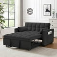 thumbnail image 1 of Tabaray Sleeper Sofa Bed, 3 in 1 Convertible Modern Velvet Loveseat Futon Sofa Couch w Pullout Bed, Lounge Sofa w Reclining Backrest, Pockets for Living Room, Guest Room, Office, RV, Car Bed, Black, 1 of 1