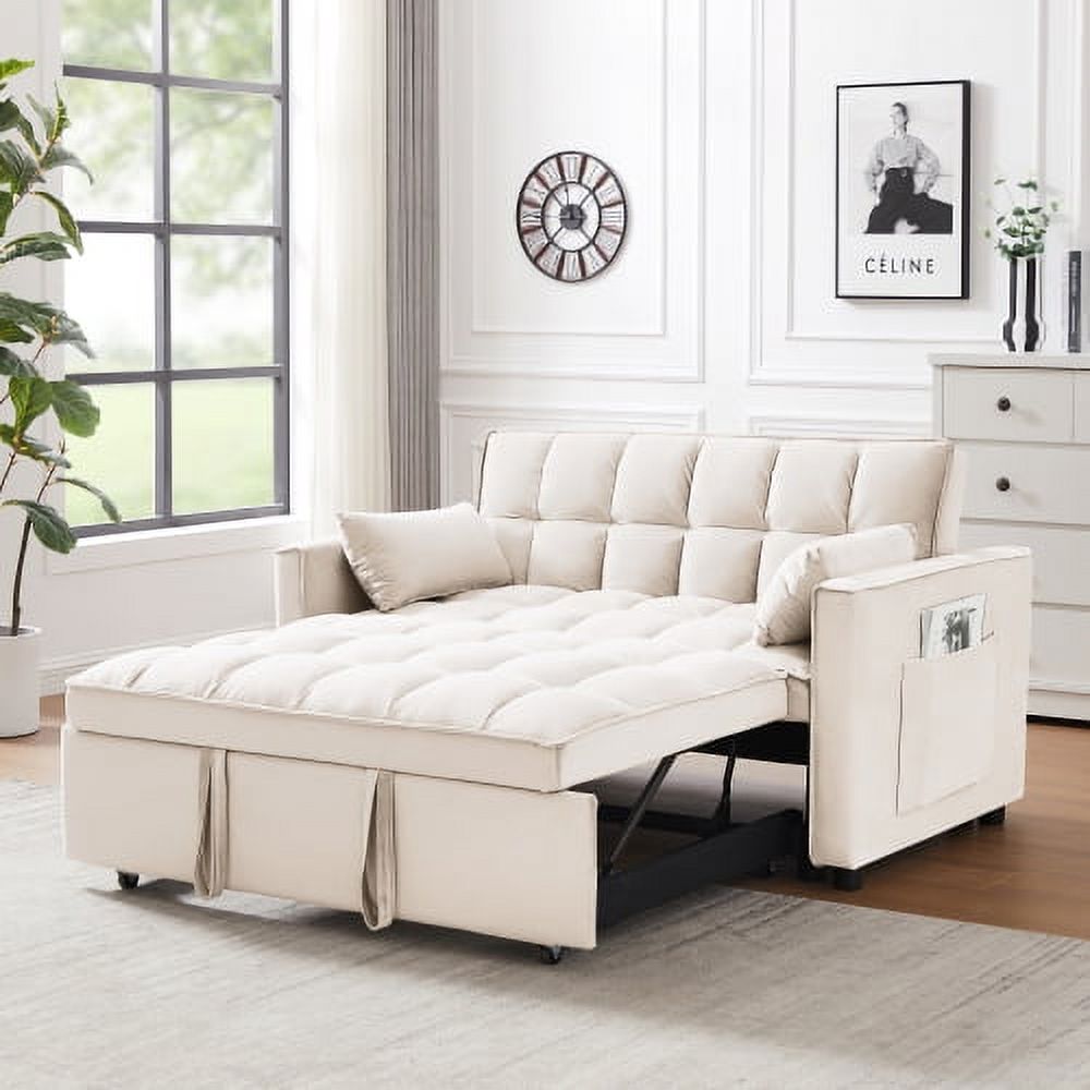 Tabaray Sleeper Sofa Bed, 3 in 1 Convertible Modern Velvet Loveseat ...