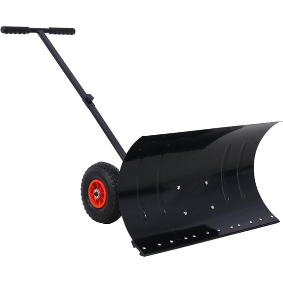 Tabaray Snow Shovel with Wheels - 29" Blade, Adjustable Angle Handle, Ergonomic Design for Quick Snow Removal, 10" Wheels (Black)