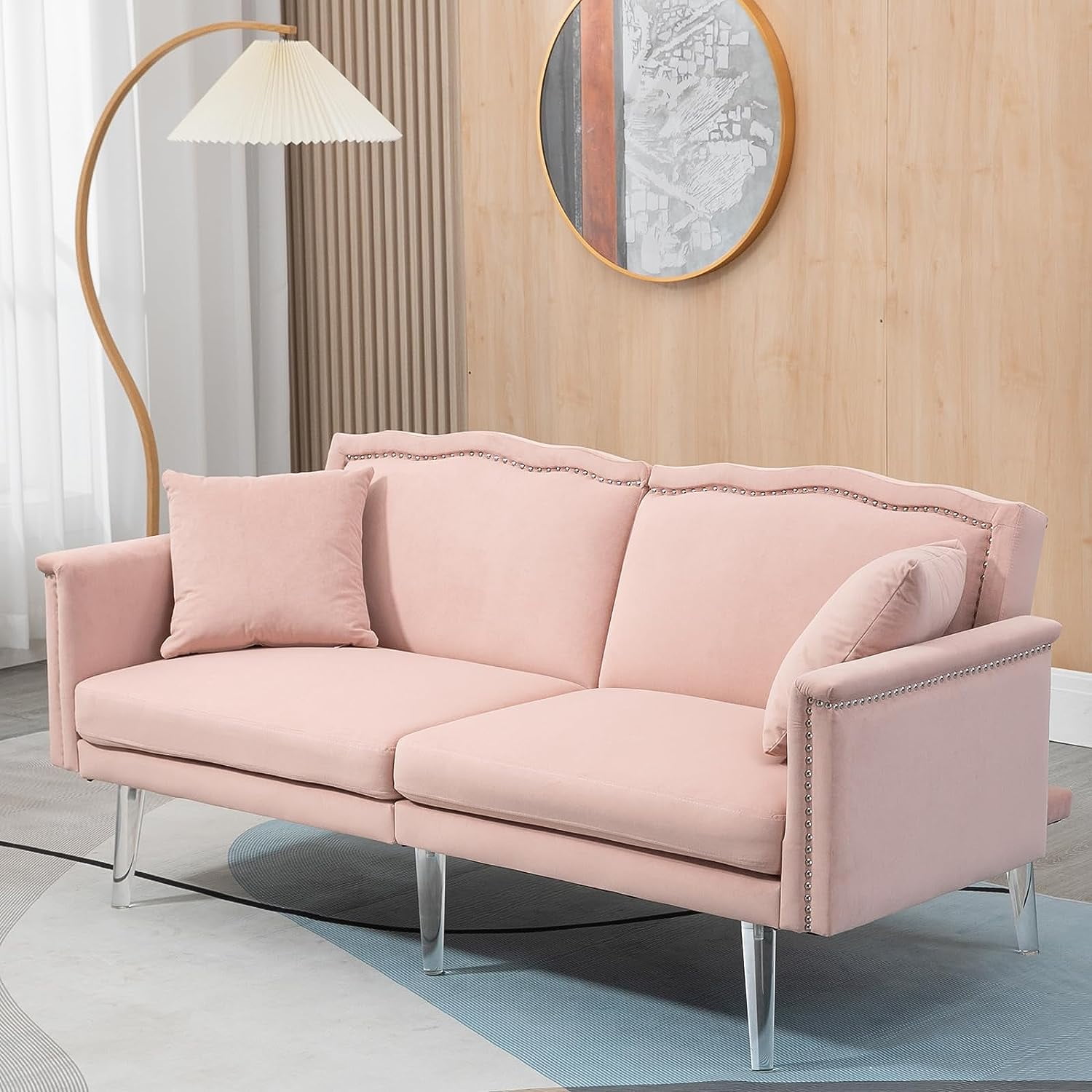 Tabaray Sofa Sleeper Bed,Day Bed Couch Sofa,with Acrylic Legs,Rivet ...
