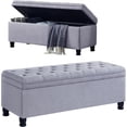 thumbnail image 1 of Tabaray Storage Bench, Linen Upholstered Bed End Storage Ottoman Bench,Tufted 45" Long Ottoman Bench with Storage for Bedroom, Living Room Entryway Window (Light Grey 45"), 1 of 14
